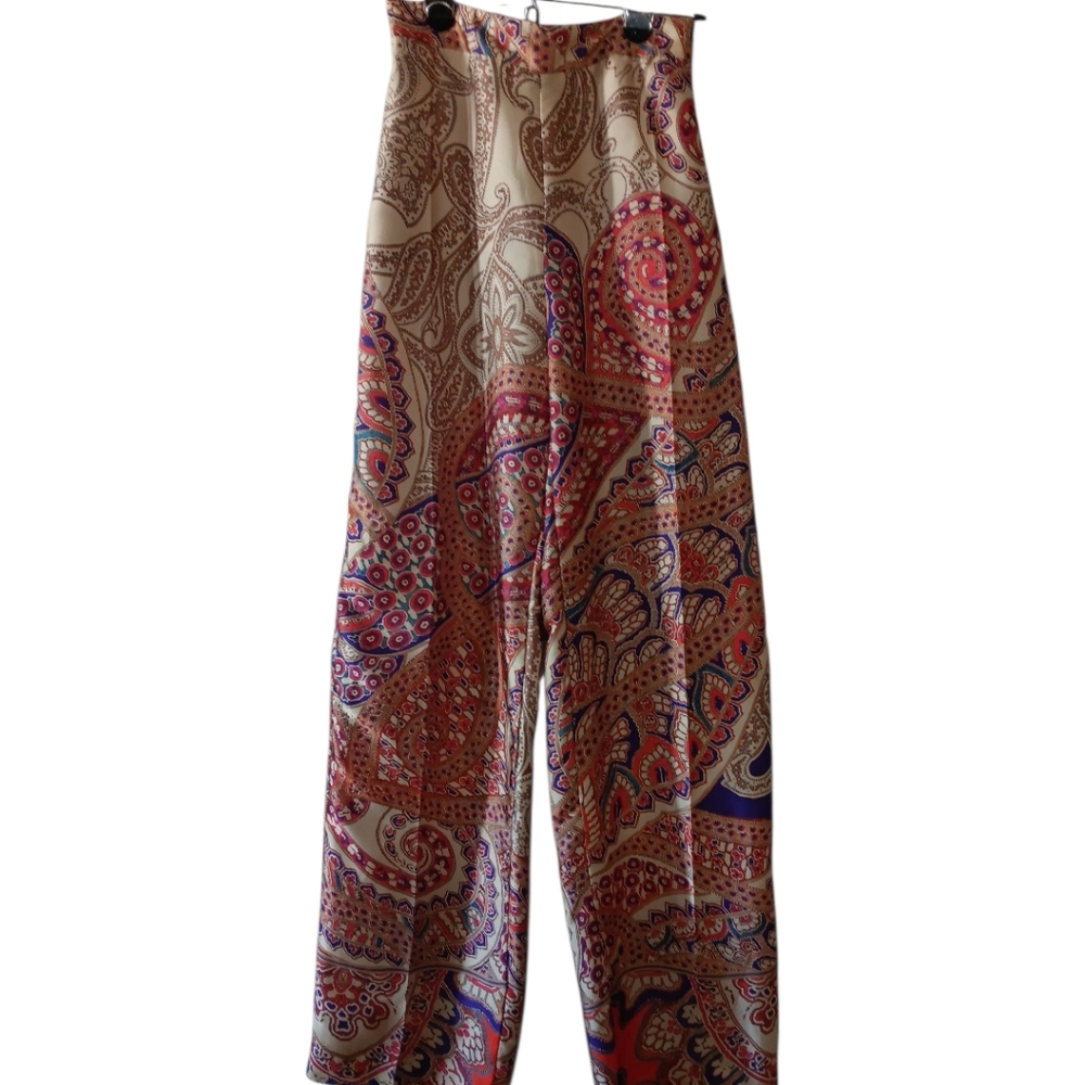 ZARA Paisley Print  Wide-Leg Pants SZ XSmall